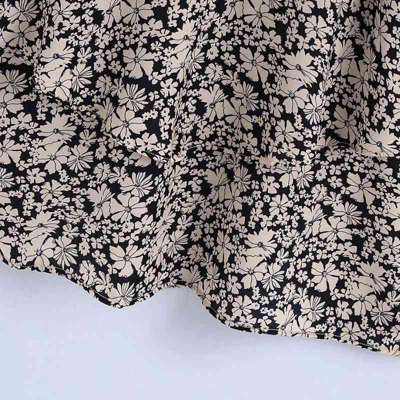Spring Women Flower Print Cascading Ruffle Slim Mini Dress Female Long Sleeve Clothes Casual Lady Vestido D7267 210430