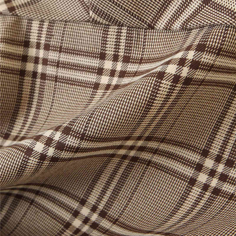 Evfer Women Autumn Plaid Woolen Long Outwear Jackets Chic Lady Sleeve Pockets Cascade Winter Thick Jacket Coats Femme 210421