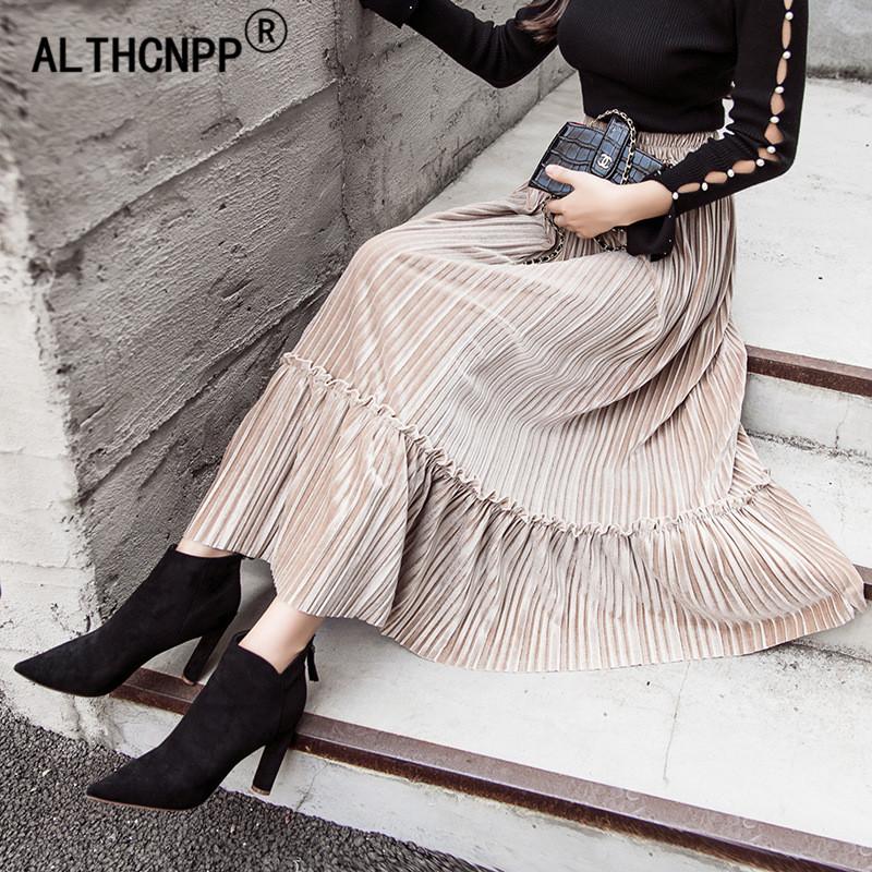 Skirts Sweet Pleated Skirt Female 2021 Autumn Winter Vintage Ruffle Womens Elastic High Waist Velvet Long Falda Larga, Army green skirt
Skirts Sweet Pleated Skirt Female 2021 Autumn Winter Vintage Ruffle Womens Elastic High Waist Velvet Long Falda Larga, Army green skirt
