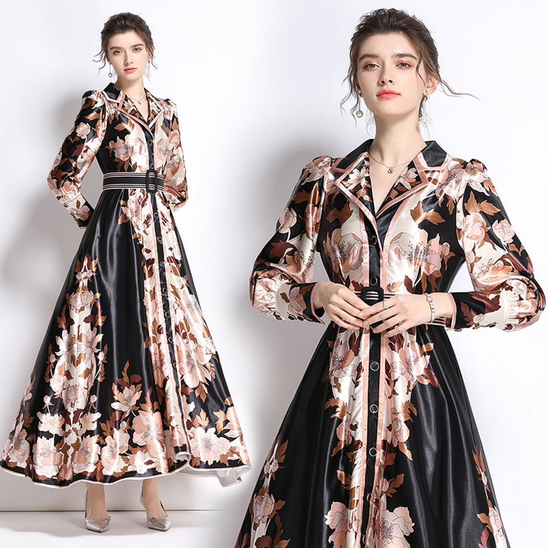 Spring Autumn Fashion Floral Maxi Dress With Belt 2021 Designer Women Blazer Neck Printed Slim Beach Resort Party Dresses Sweet Office Lady, Black;gray
Spring Autumn Fashion Floral Maxi Dress With Belt 2021 Designer Women Blazer Neck Printed Slim Beach Resort Party Dresses Sweet Office Lady, Black;gray