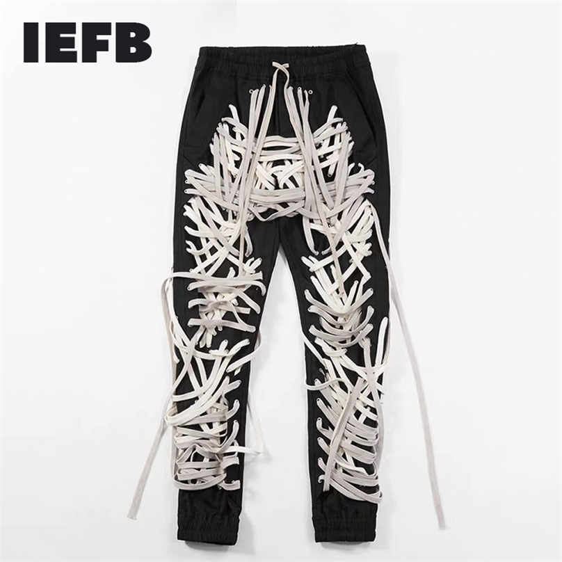 IEFB /men's wear high street Patchwork strings Bandage male's Trouser High Waist Casual Slim Pants Streetwear Fashion 210716, Black strings
IEFB /men's wear high street Patchwork strings Bandage male's Trouser High Waist Casual Slim Pants Streetwear Fashion 210716, Black strings