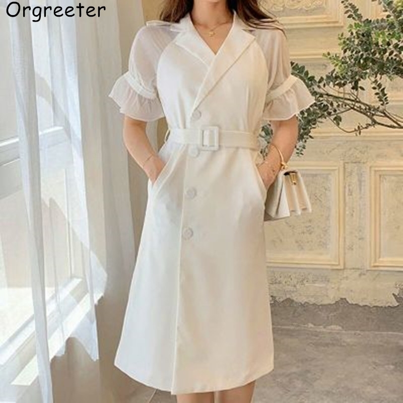 Solid Elegant Notched Collar Office Work Dresses Women White Business Blazer Long Mid-calf Dress 210525
Solid Elegant Notched Collar Office Work Dresses Women White Business Blazer Long Mid-calf Dress 210525