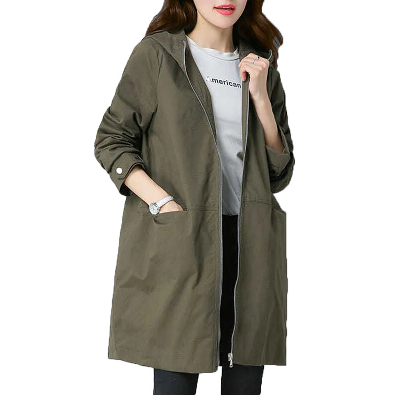 Army Green Black Casual Women Trench Coat Mid-length Zipper Hooded Lady Spring Fall Windbreaker Outerwear Female Tops Streetwear
Army Green Black Casual Women Trench Coat Mid-length Zipper Hooded Lady Spring Fall Windbreaker Outerwear Female Tops Streetwear