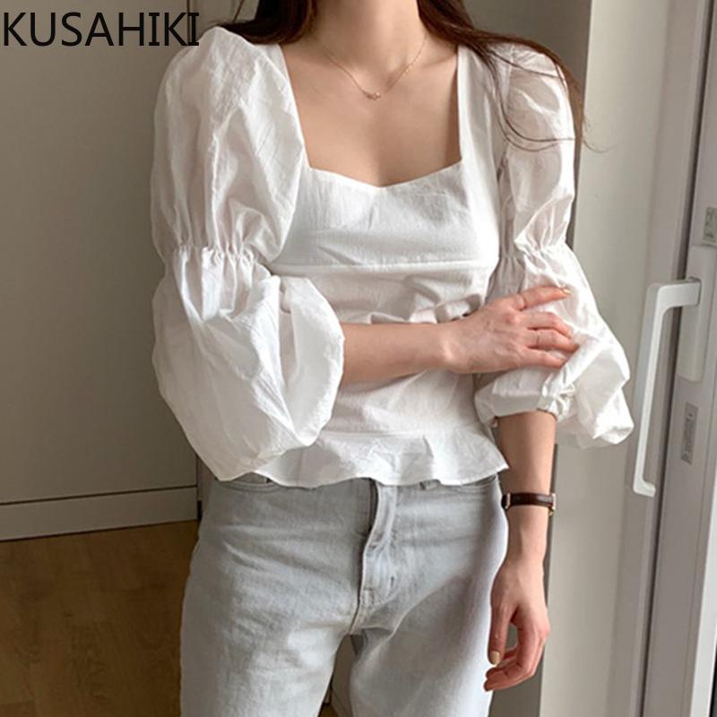 Women's Blouses & Shirts KUSAHIKI Square Collar Pleated Puff Sleeve Women Blouse Tops Korean Back Bow Tie Shirt Causal Stretch Slim Ruffle B, Black
Women's Blouses & Shirts KUSAHIKI Square Collar Pleated Puff Sleeve Women Blouse Tops Korean Back Bow Tie Shirt Causal Stretch Slim Ruffle B, Black