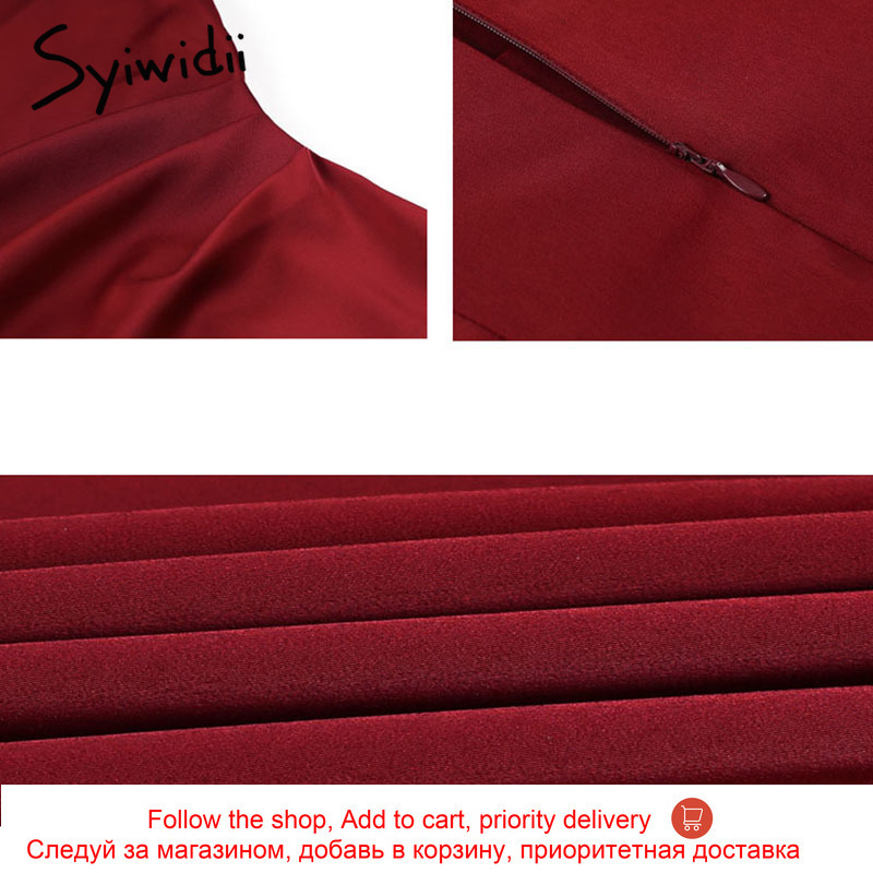 Syiwidii Satin Dress Woman Sleeveless Spaghetti Strap Casual Straight Red Black Spring Summer Fashion French Dresses Party 210409