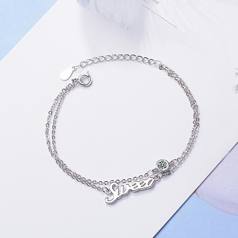 Link, Chain Double Layers Silver Sweet Letters Charm Bracelets & Bangles 5A Zirconia Fashion Female Jewelry Gifts For Women
Link, Chain Double Layers Silver Sweet Letters Charm Bracelets & Bangles 5A Zirconia Fashion Female Jewelry Gifts For Women