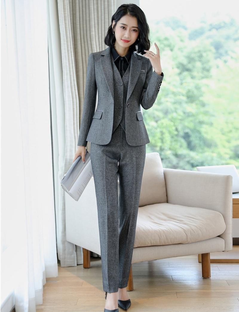 Women' Suits & Blazers 3 Piece Set Womens Business Waistcoat, Pant And Jacket Women Work Wear Grey Blazer Office Uniform Designs Styles, Black
Women' Suits & Blazers 3 Piece Set Womens Business Waistcoat, Pant And Jacket Women Work Wear Grey Blazer Office Uniform Designs Styles, Black