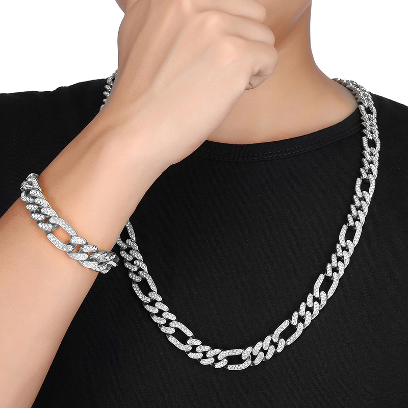 Hip Hop 1Set 13MM Gold Iced Out Paved Rhinestones Miami Curb Figaro Link Chain Necklace CZ Bling Rapper Necklace For Men Jewelry
Hip Hop 1Set 13MM Gold Iced Out Paved Rhinestones Miami Curb Figaro Link Chain Necklace CZ Bling Rapper Necklace For Men Jewelry
