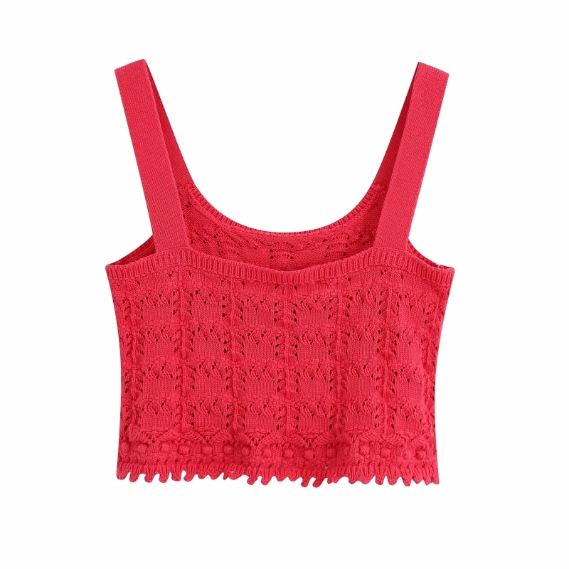 women elegant slim tank tops fashion ladies red jacquard casual female knitted bomb girls chic knitwear 210430