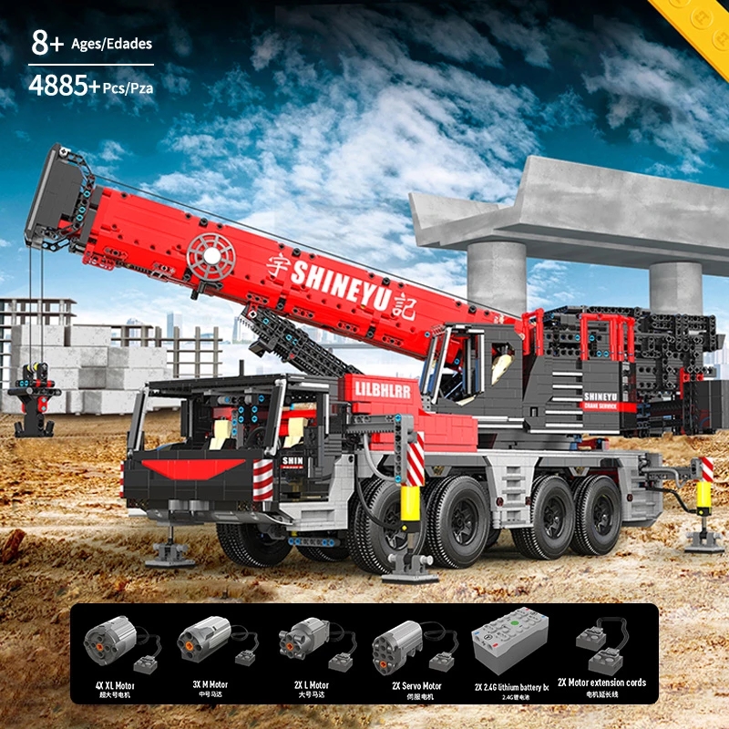 Mobile Crane Tow Truck Model Building Blocks High-Tech APP Control Motorized City Bricks MOC-29848 22003 Rescue Car Children Birthday Toys Christmas G