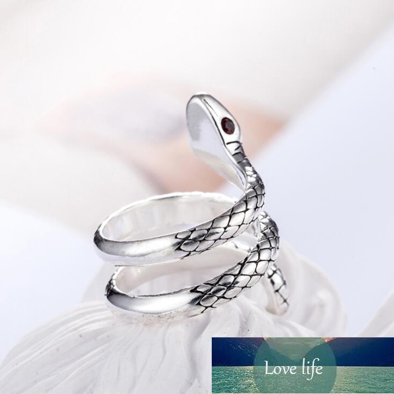 Creative Personality Snake New Fashion 925 Sterling Silver Jewelry Thai Silver Crystal Temperament Opening Rings R162 Factory price expert design Qual