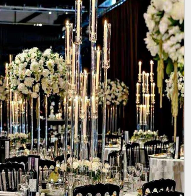 2021 Vases 8 heads Candle Holders backdrops Road Lead props Table Centerpiece Gold Metal Stand Pillar Candlestick For Wedding fast ship