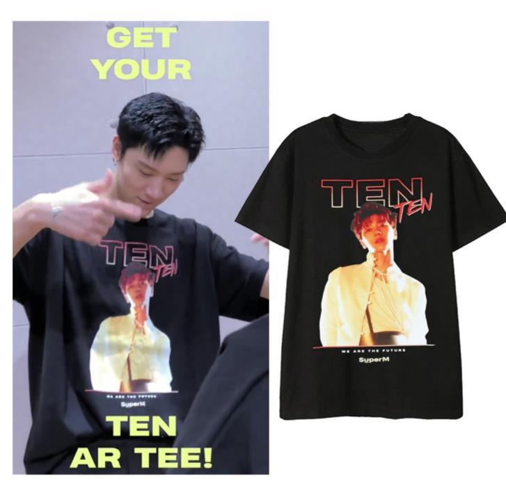Kpop superM member name/photo printing o neck short sleeve t shirt summer style k-pop unisex black t-shirt 210406