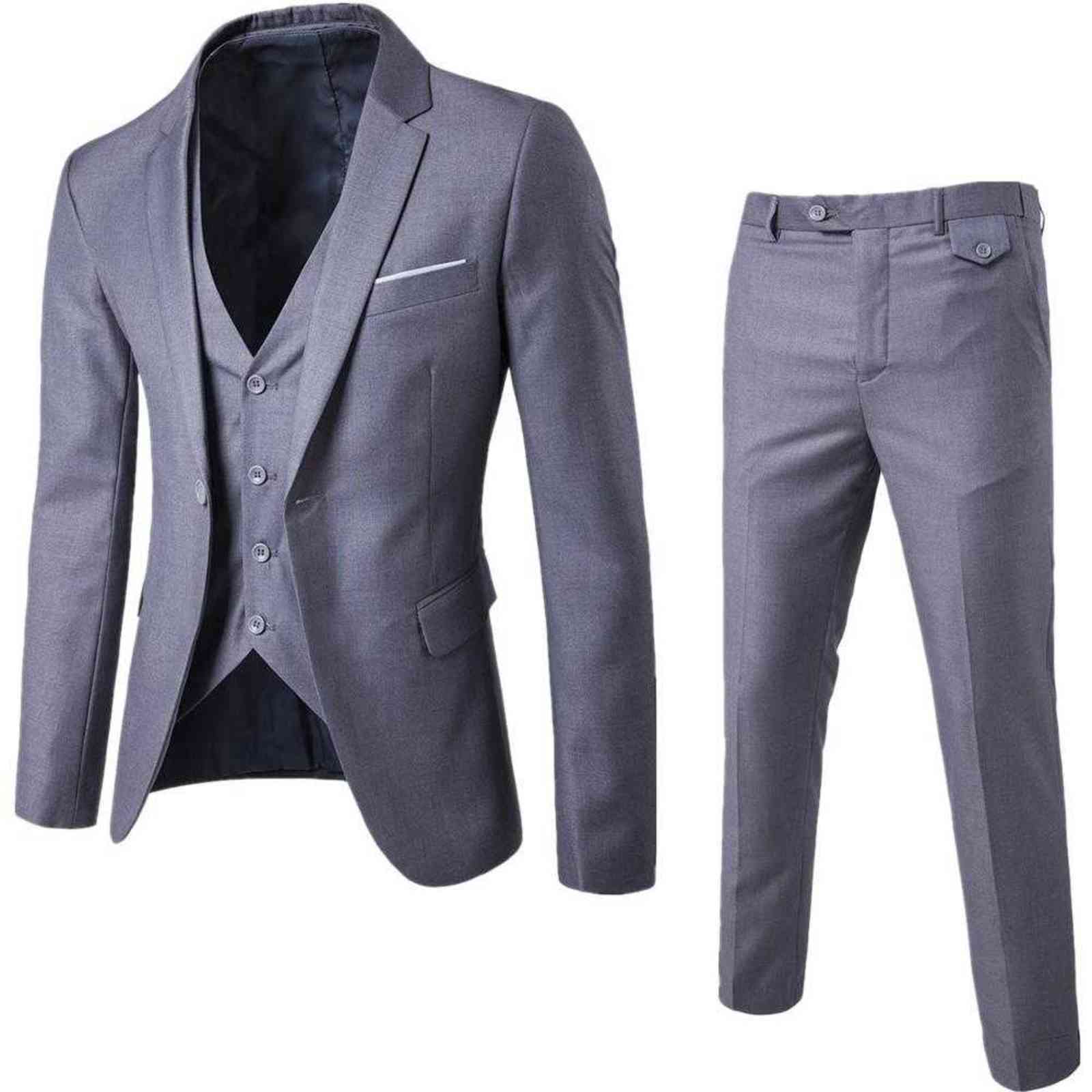Burgundy Men's Suit Groom Wear Tuxedos 3 Piece Wedding Suits Groomsmen Man Formal Business Suit For Men (Jacket+Pant +vest) 211120