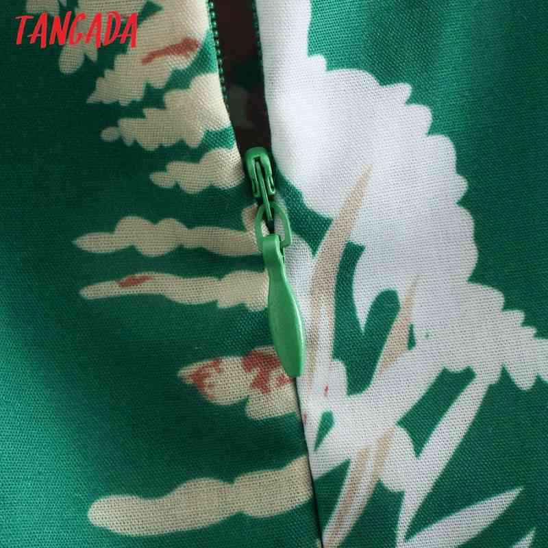 Women Chic Fashion Leaf Print Halter Dress Vintage Strap Sleeveless Back Zipper Female Dresses Vestidos 2W94 210416