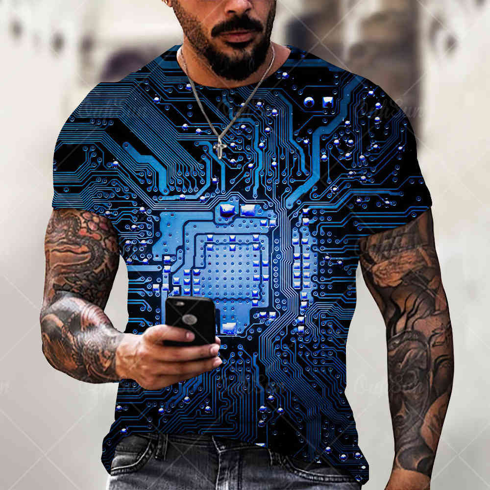 2021 summer t-shirt electronic components fine circuit board printing men's street hip hop 3d t-shirt lss, White;black
2021 summer t-shirt electronic components fine circuit board printing men's street hip hop 3d t-shirt lss, White;black