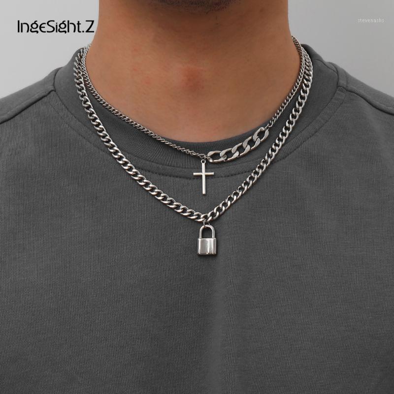 IngeSight.Z 2Pcs/Set Stainless Steel Cross Padlock Pendant Necklace Multi Layered Silver Color Choker For Women Jewelry Chains
IngeSight.Z 2Pcs/Set Stainless Steel Cross Padlock Pendant Necklace Multi Layered Silver Color Choker For Women Jewelry Chains