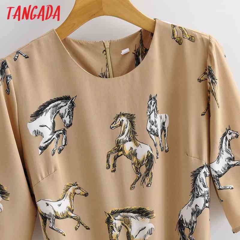 Women Animal Print Chiffon Short Sleeve Slash Back Zipper Female Casual Jumpsuit 1F118 210416