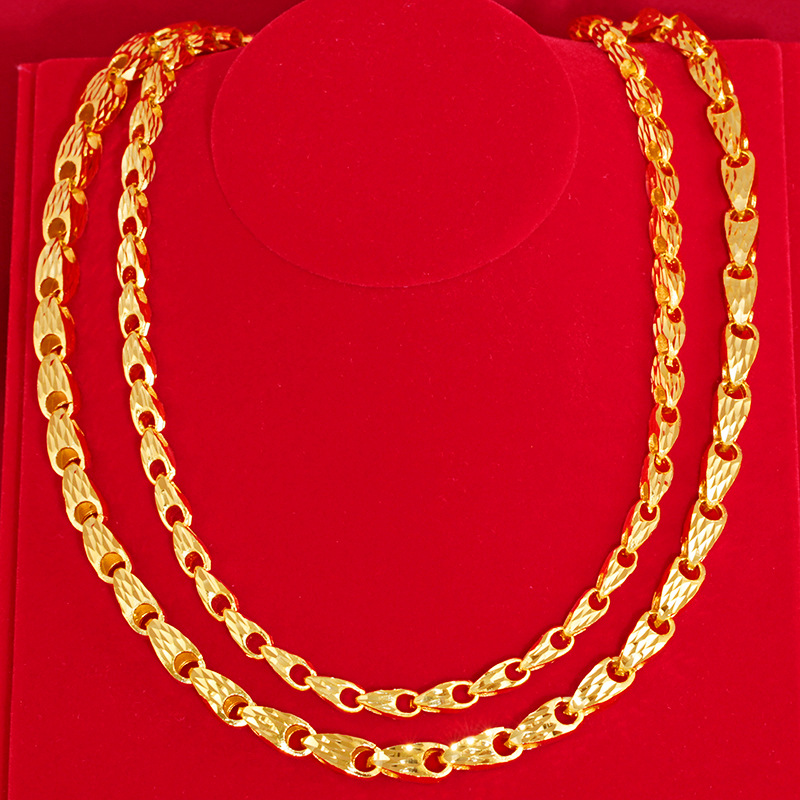 New Alluvial Gold Necklace Mens Fashion Sandblasting High-End Car Flower Melon Seed Necklace 24K Gold Plated Selective Rettroubled
New Alluvial Gold Necklace Mens Fashion Sandblasting High-End Car Flower Melon Seed Necklace 24K Gold Plated Selective Rettroubled