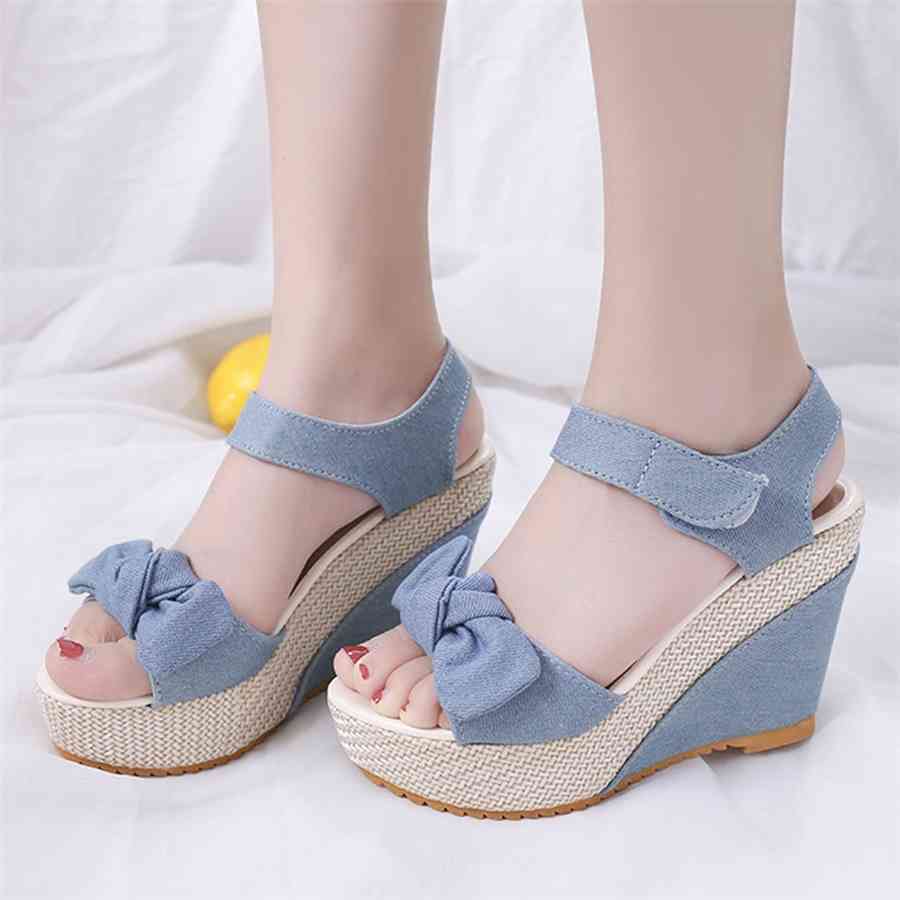 2020 New Designer Denim Sandals Women Sandals High Quality Wedges High Heels Peep-Toe Platform Shoes Woman Thick Bottom Sandals, Blue
2020 New Designer Denim Sandals Women Sandals High Quality Wedges High Heels Peep-Toe Platform Shoes Woman Thick Bottom Sandals, Blue