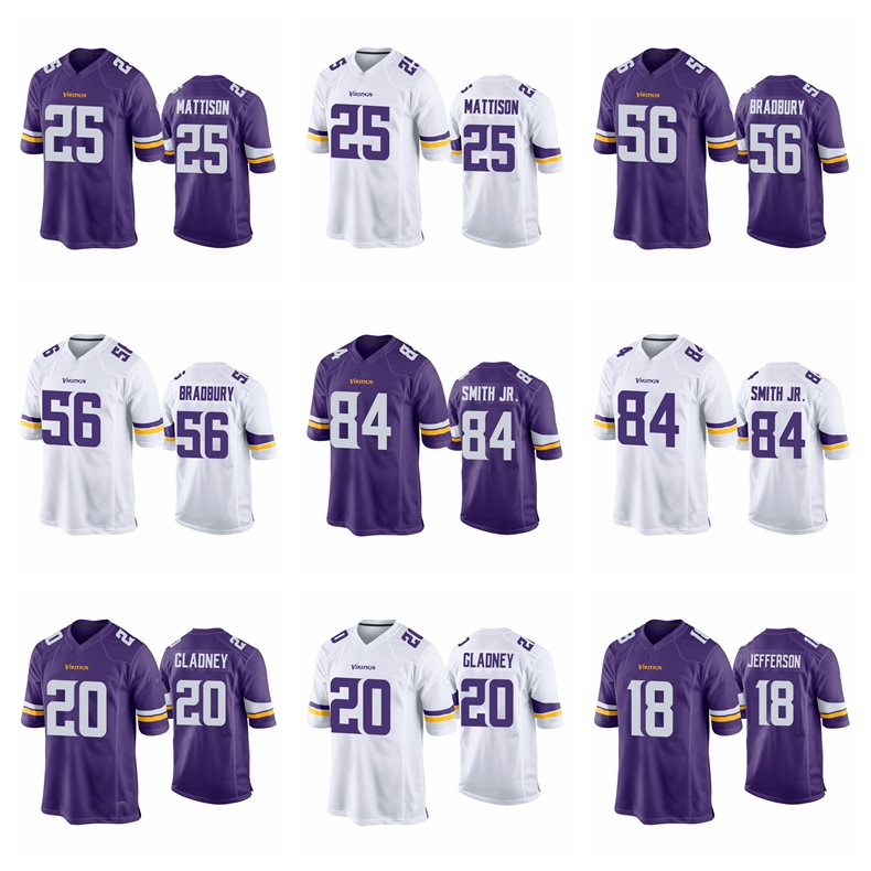 MinnesotaVikingsMen's #56 Garrett Bradbury 25 Alexander Mattison 84 Irv Smith Jr. Draft Jersey, Black
MinnesotaVikingsMen's #56 Garrett Bradbury 25 Alexander Mattison 84 Irv Smith Jr. Draft Jersey, Black