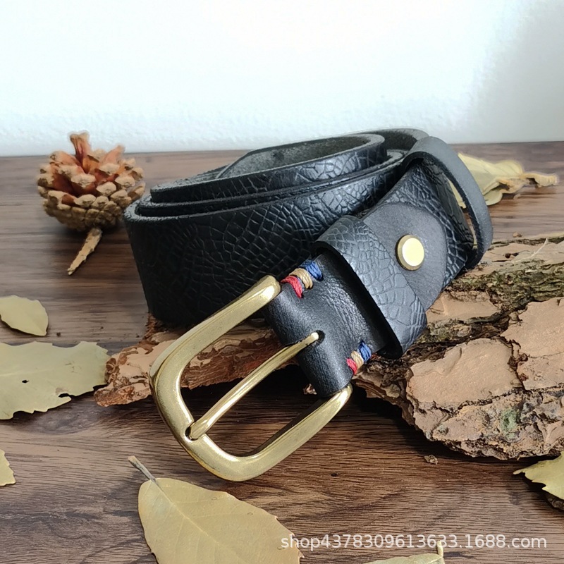 3.8cm Wide New Thickened First Layer Pure Cattlehide Belt Mens Leather Pin Buckle Fashion Trend Full Pressure Pattern Belt No. 2, Black
3.8cm Wide New Thickened First Layer Pure Cattlehide Belt Mens Leather Pin Buckle Fashion Trend Full Pressure Pattern Belt No. 2, Black