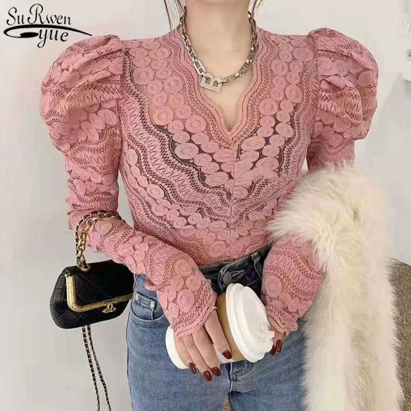 Bubble Sleeves Lace Tops Women Spring Thin V-neck Hollow Out Hook Flower Long Sleeve Bottom Shirt Temperament Lace Blouse 13766 210527, Khaki
Bubble Sleeves Lace Tops Women Spring Thin V-neck Hollow Out Hook Flower Long Sleeve Bottom Shirt Temperament Lace Blouse 13766 210527, Khaki