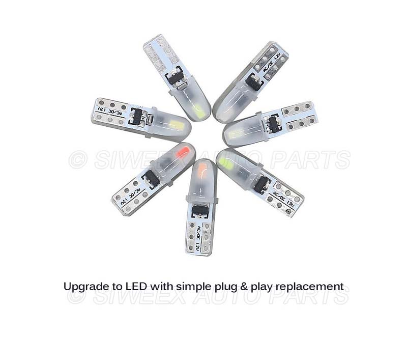 10Pcs/Set T5 Vehicle Dashboard LED Lights 2 3014 SMD Reading Instrument Panel Lamp LED-Bulb White 12V DC Light Universal