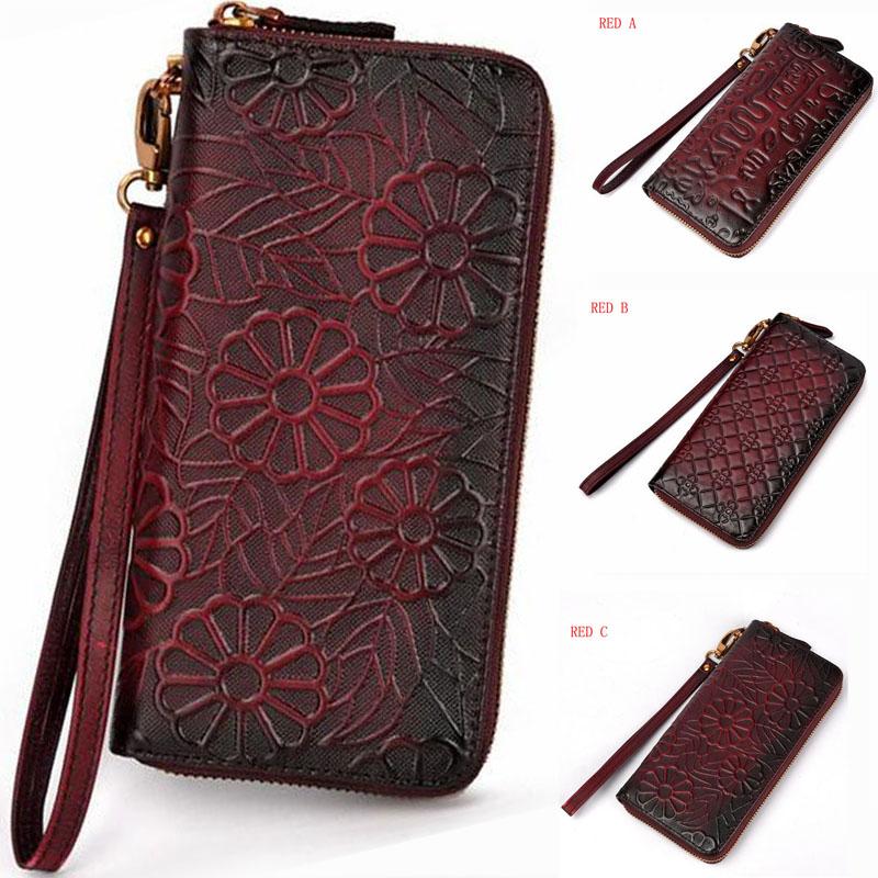 Portefeuilles Porte-monnaie Porte-monnaie Pochette Handy Sacs Porte-cartes Vintage Money Embossé Money Pocket Cuir Véritable Portefeuille longue