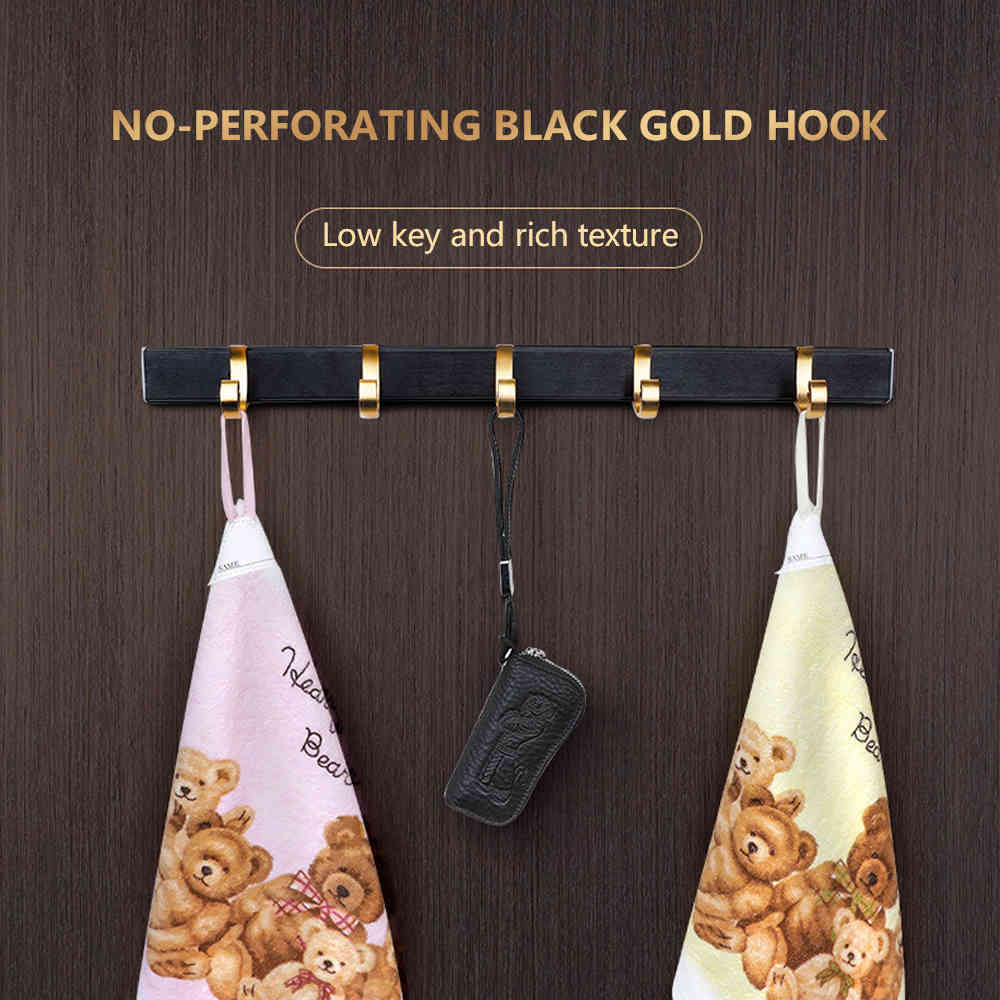 Bathroom Coat Hook Space Aluminum Towel Hook Wall Mounted Door Decor Clothing Storage Clothes Hook Hangers Bath Accessories