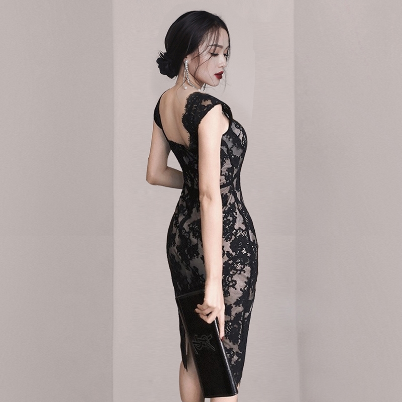 Fashion Summer Lace Dress Robe Female High Waist Vintage Elegant Party For Women Vestidos 210520