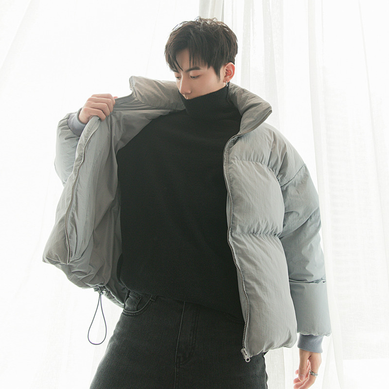 IEFB Men's Short Thick Cotton Padded Jacket Loose Casual Stand Collar Streetwear Fashion Winter Coat For Male Elastic Hem 9A478 210524