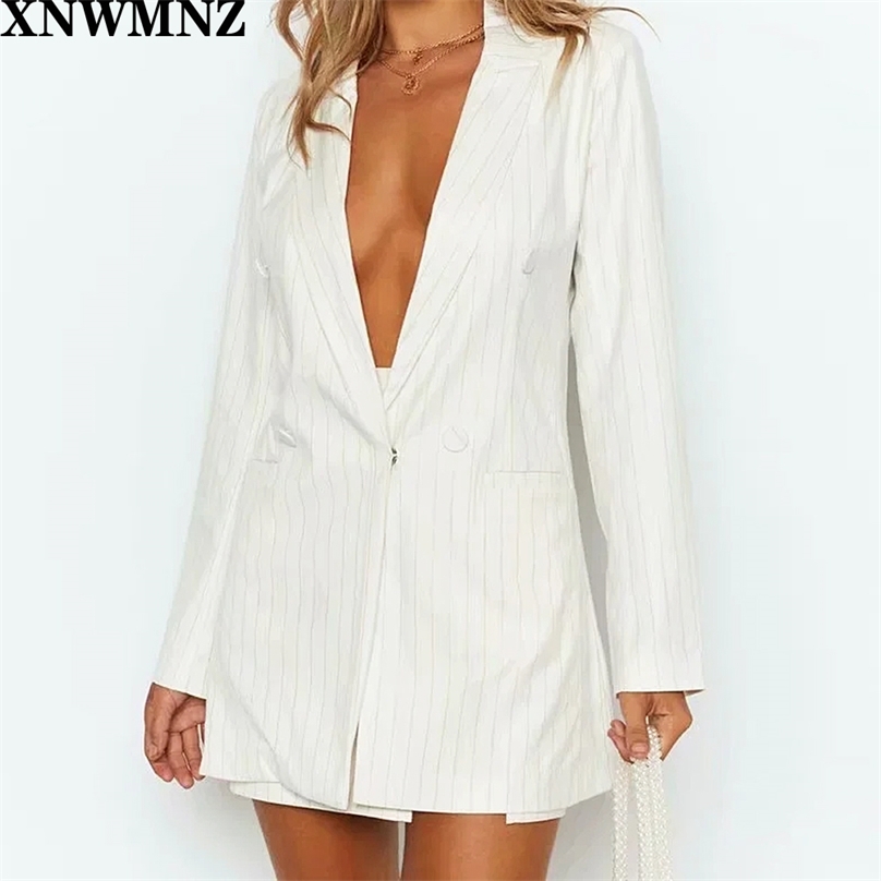Vintage Loose Women stripe Blazer Autumn Chic Double Breasted Female Long Sleeve Suit Jackets Elegant Ladies 210520, White
Vintage Loose Women stripe Blazer Autumn Chic Double Breasted Female Long Sleeve Suit Jackets Elegant Ladies 210520, White