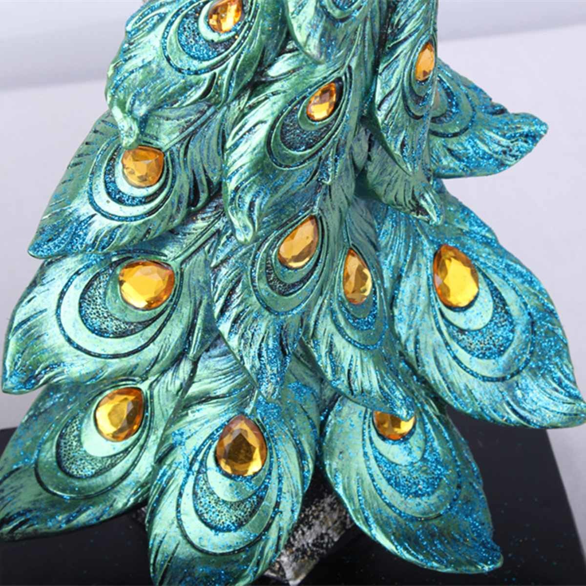 Exotic Peacock Resin Decoration Crafts Desktop Ornament Decorations Figurine Miniatures Statue Sculpture Home Decor 210414