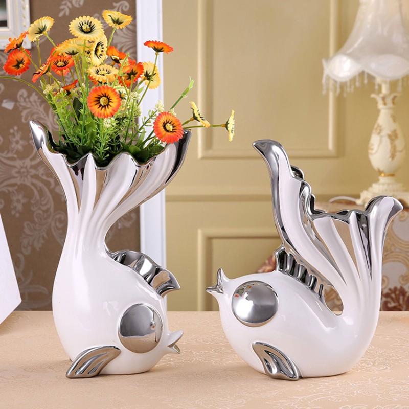 Pcs /set Couples Fish Ceramic Vase Romantic Kissing Porcelain Figurines Arts And Crafts Home Decorative Wedding Gifts Vases