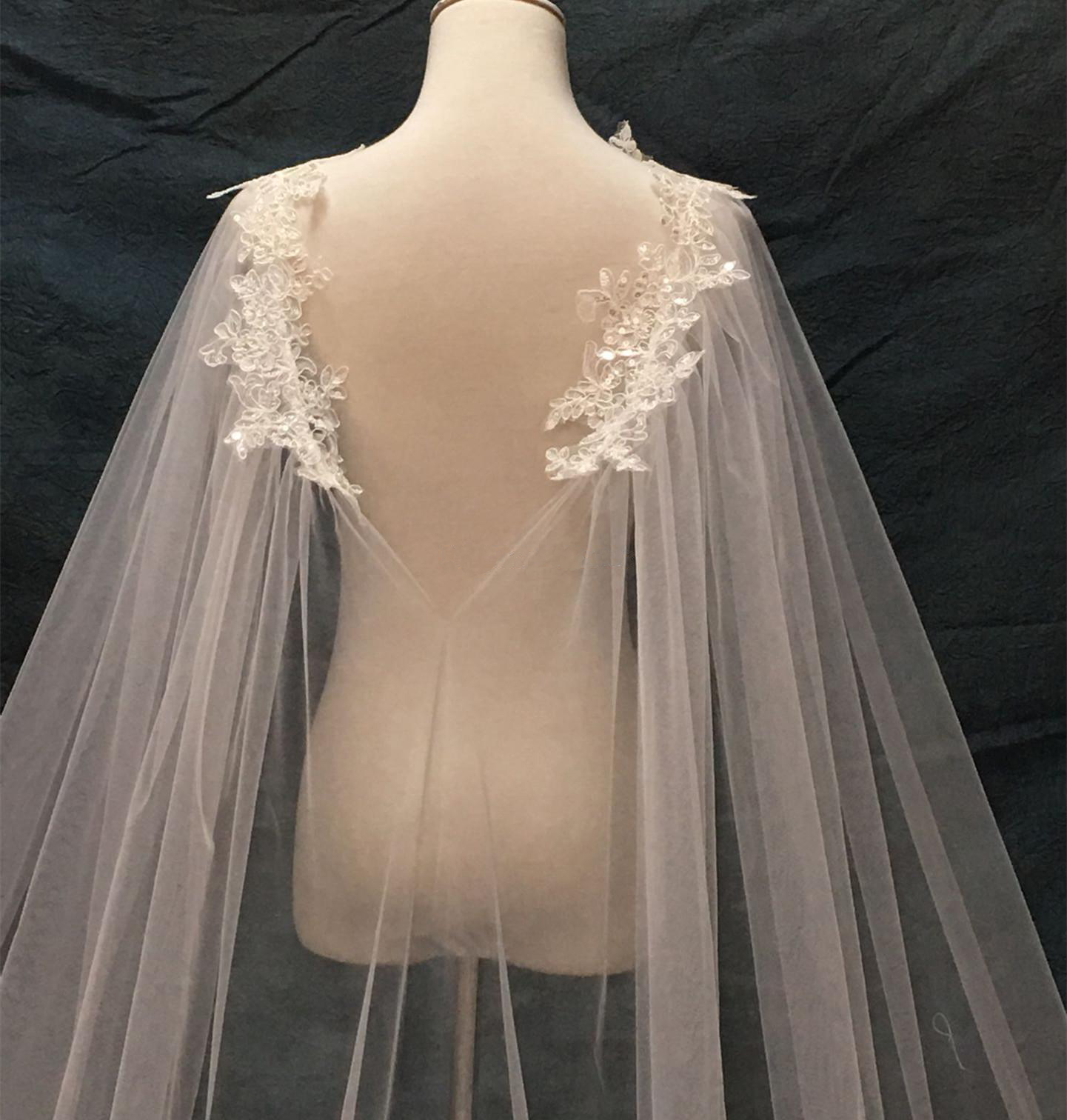 Fashion Wedding Veils Appliques Lace for Girls Cathedral Luxury Long Chapel Length