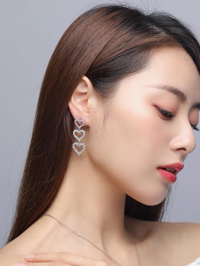 Dangle Earrings: Sterg Sier Pave White Sapphire CZ Dia Gemstones Party Drop Earring, Women's Jewelry Gift