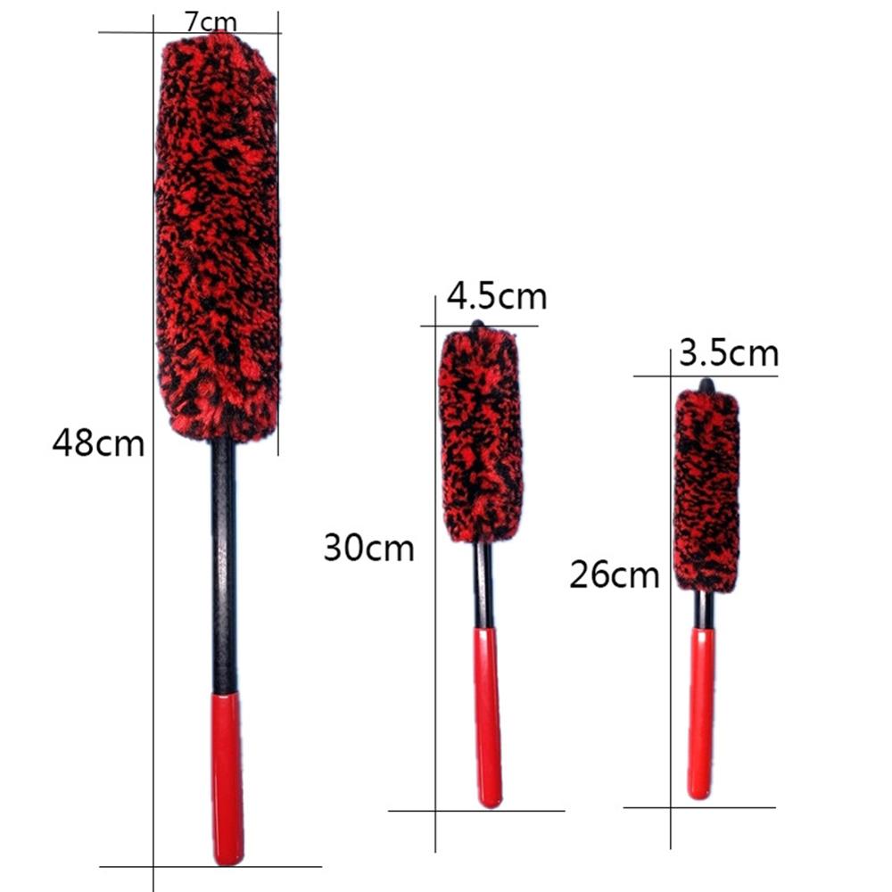 Auto Car Wheel Hub Cleaning Brush Flexible Long Handle Premium Wool Car Rim Brushes Soft Fiber Tire Cleaning Brush Tools
