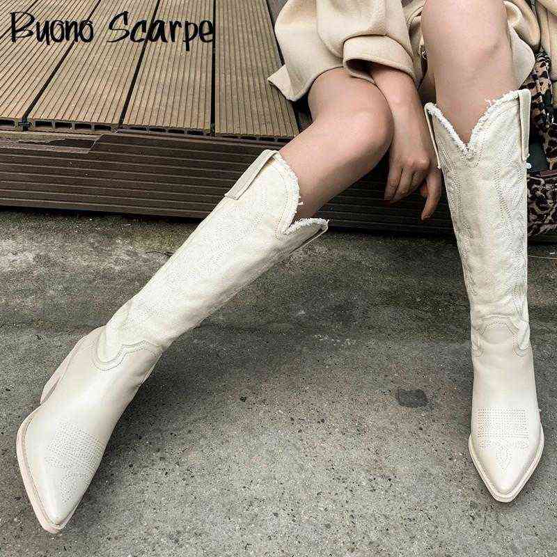 Women Cowgirl Knee High Boots Genuine Leather Western Cowboy Botas Mujer Embroider Retro White Black Shoes Chunky Heel Boots New H1102
Women Cowgirl Knee High Boots Genuine Leather Western Cowboy Botas Mujer Embroider Retro White Black Shoes Chunky Heel Boots New H1102