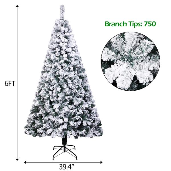 USA Stock 6FT PVC Flocking Christmas Tree 750 Branches Automatic Tree
