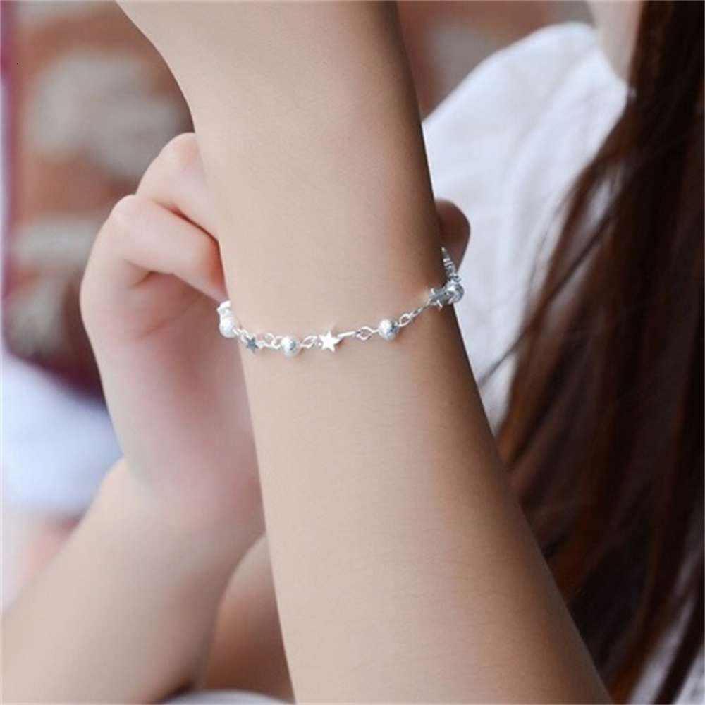 Hand catenary Silver plated women's sweet frosted bead jewelry small ball double five pointed star bracelet Jewelry, Black
Hand catenary Silver plated women's sweet frosted bead jewelry small ball double five pointed star bracelet Jewelry, Black