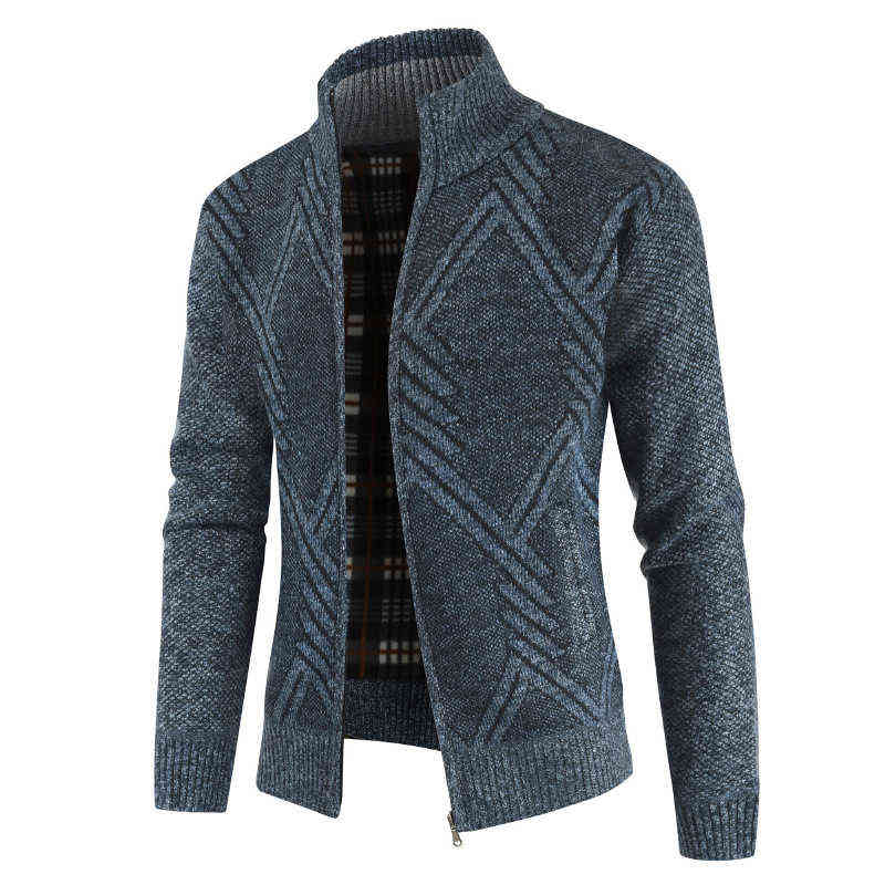 AIOPESON Autumn Winter Jacket Men Coats Solid Slim Fit Thick Fleece Casual Stand Collar Zip 211110