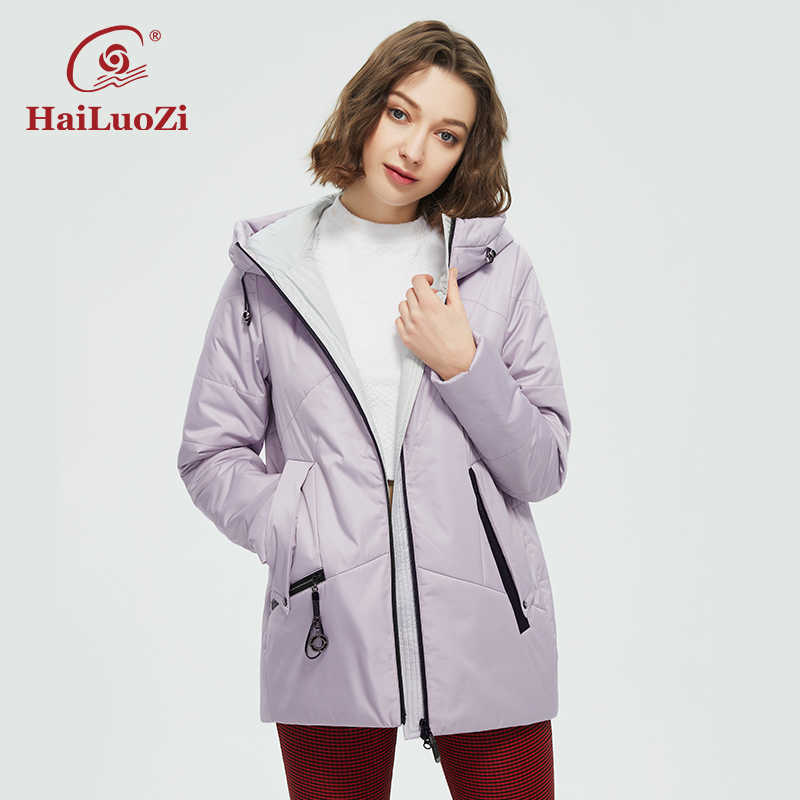 HaiLuoZi Women's Autumn Winter Jackets Zipper Hooded Women Coat Thin Cotton Fashion Short Warm Outwear Casual Parka 38 211013