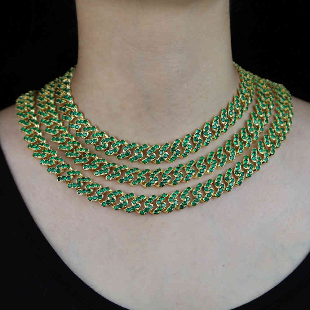 Gold Color Green CZ Cuban Chain Choker Iced Out Hip Hop Luxcury Necklace Paved Cz Dainty Jewelry For Women Wedding 2020 New X0509
Gold Color Green CZ Cuban Chain Choker Iced Out Hip Hop Luxcury Necklace Paved Cz Dainty Jewelry For Women Wedding 2020 New X0509