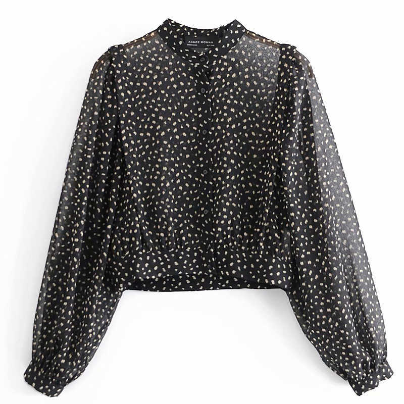 Za Print Transparent Crop Blouse Women O Neck Long Puff Sleeve Vintage Short Shirt Female Chic Black Chiffon Blouses 210602
Za Print Transparent Crop Blouse Women O Neck Long Puff Sleeve Vintage Short Shirt Female Chic Black Chiffon Blouses 210602