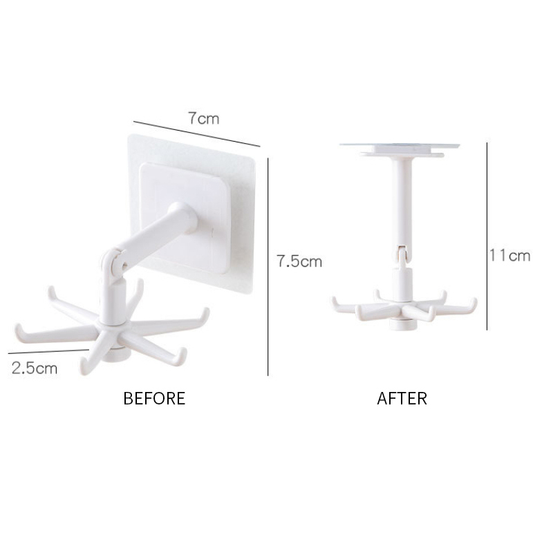 ABS Punch-free Multi-Purpose Hooks 360 Degree Rotatable Kitchen Hook Home Storage Accessories Organizer Kitchen Storage