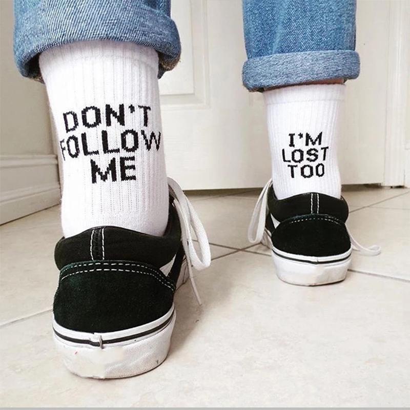 Men's Socks Black White Cotton AB Side Don't Follow Me I'm Lost Too Creative Unisex Women Men Casual Daily Funny Happy
Men's Socks Black White Cotton AB Side Don't Follow Me I'm Lost Too Creative Unisex Women Men Casual Daily Funny Happy
