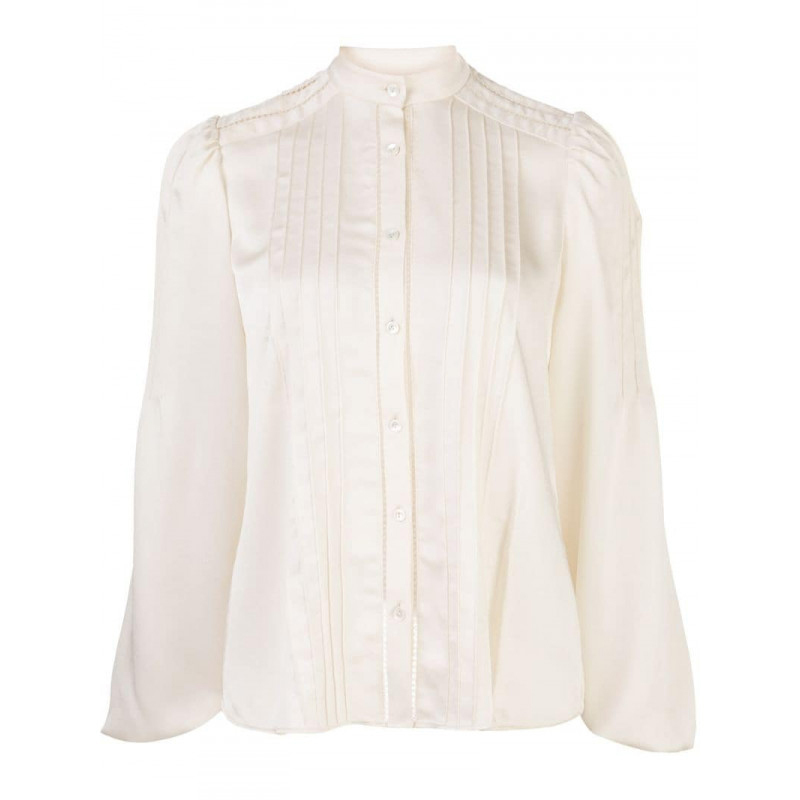 VGH White Patchwork Lace Set For Women Stand Collar Long Sleeve Shirt High Waist Min Skirt Elegant Two Piece Sets Female Fashion 210421