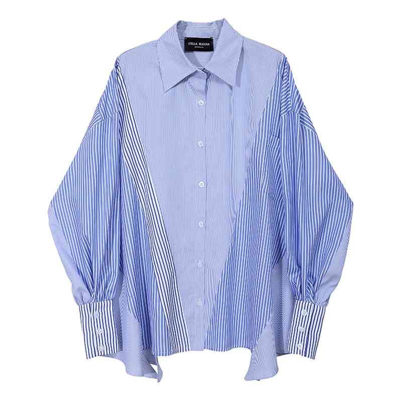 Korean women's fashion loose striped shirt autumn and winter style Winter Regular Polyester 210603, Blue
Korean women's fashion loose striped shirt autumn and winter style Winter Regular Polyester 210603, Blue