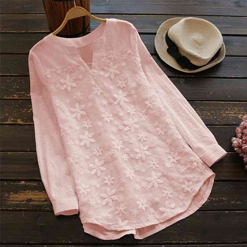 embroidery blouse women plus size tunic spring autumn casual v neck women blouses long sleeve pink blouse, White
embroidery blouse women plus size tunic spring autumn casual v neck women blouses long sleeve pink blouse, White